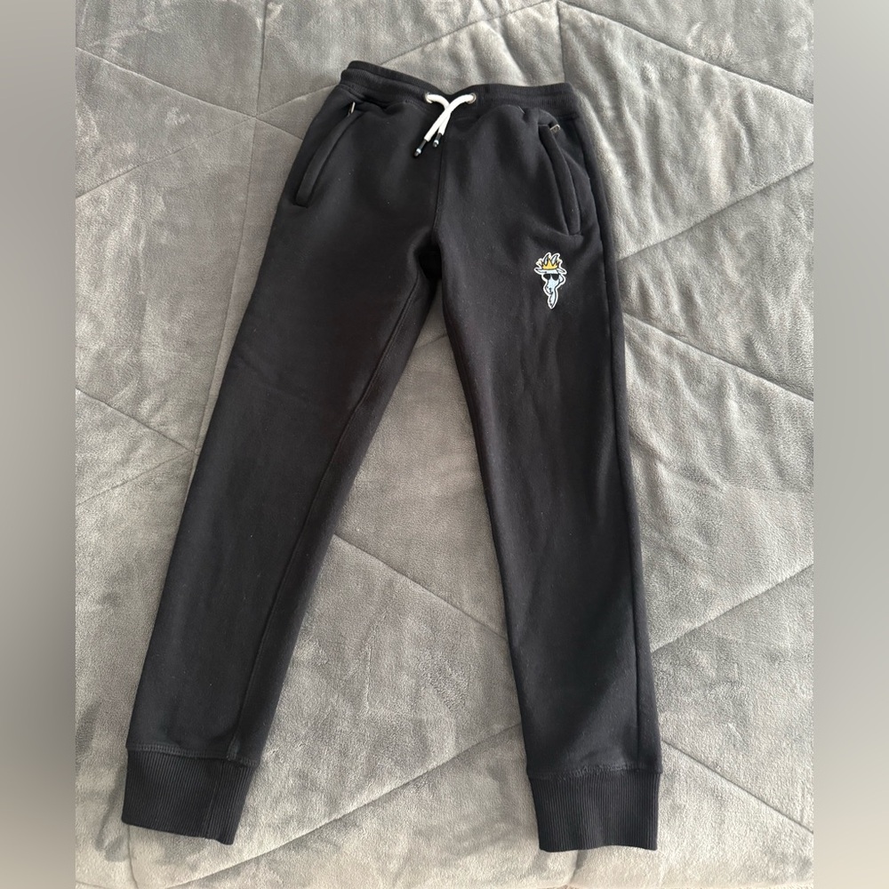 Kids Charcoal Jogger Sweatpants with Embroidered Detail